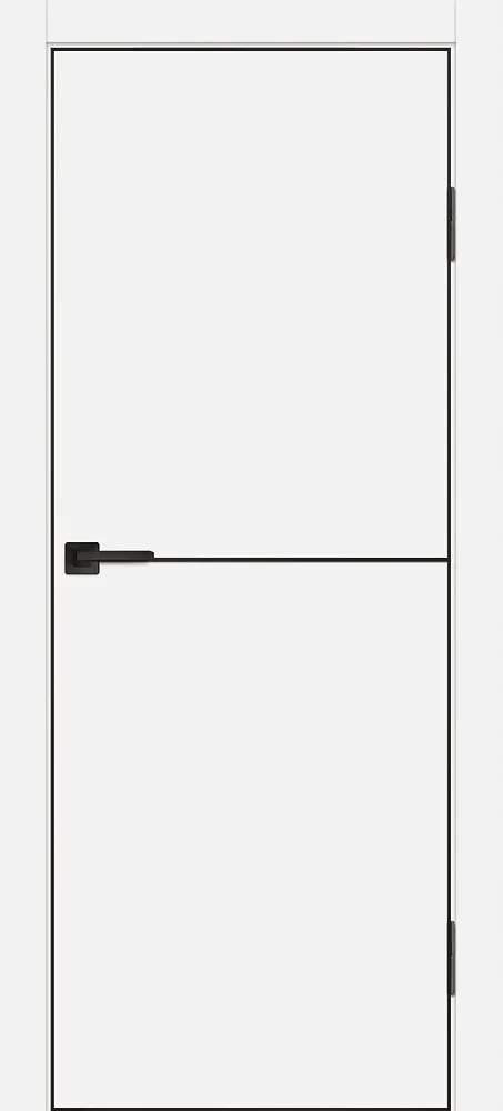 Межкомнатная дверь P-19  черный молдинг PET,  кромка ABS черная c 4-х ст. Белый матовый